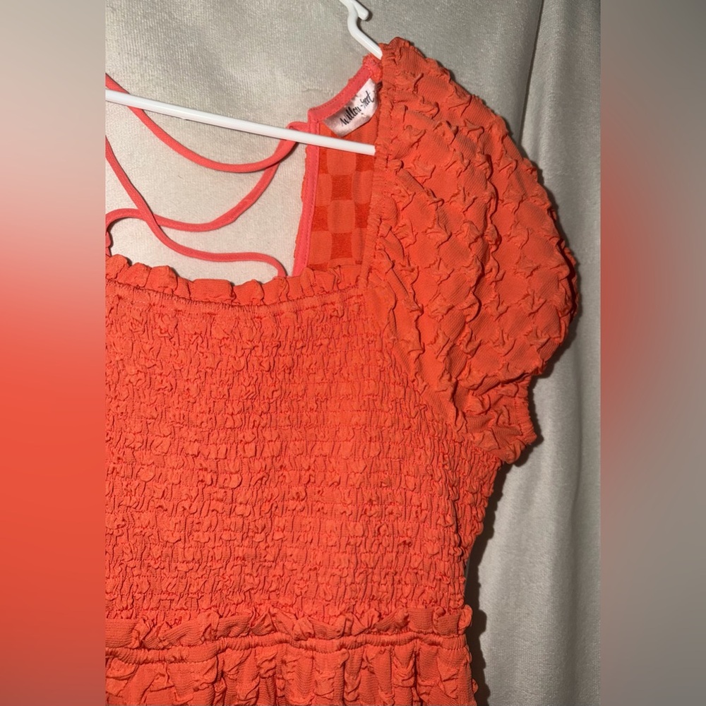 Willow & Root smocked textured Lace-Up Mini Dress - Picture 3 of 5